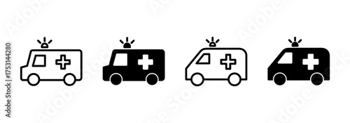 Ambulance icon vector. ambulance truck sign and symbol. ambulance car