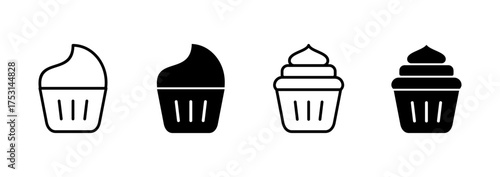 Cup cake icon vector. Cup cake sign and symbol