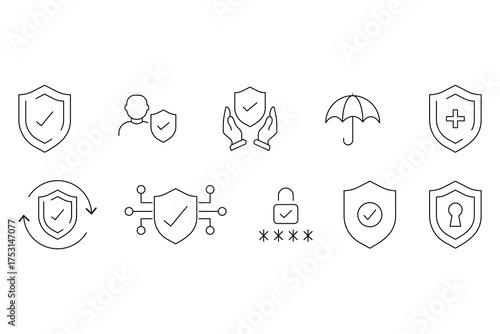 Safe protection, security, privacy, insurance, healthcare icon vector illustration.