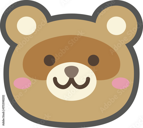 Cute raccoon face character illustration, minimalist forest animal vector icon