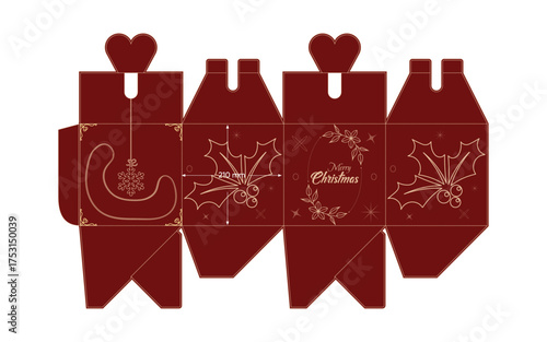 Festive paper gift box dieline printable mockup packaging boxex for seasonal branding