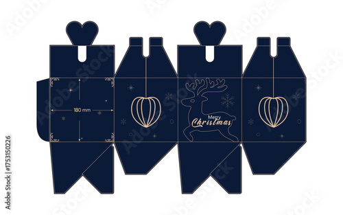 Elegant printable packaging gift box dieline template for greeting card invitation