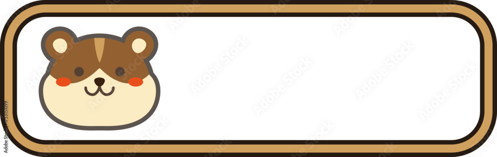 Obraz premium Cute hamster character name tag label with copy space, minimalist pet animal frame vector