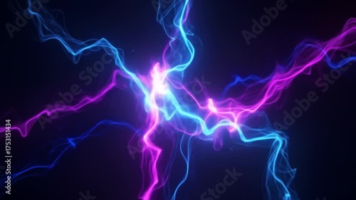 Dynamic Blue and Magenta Electrical Arcs Animation.