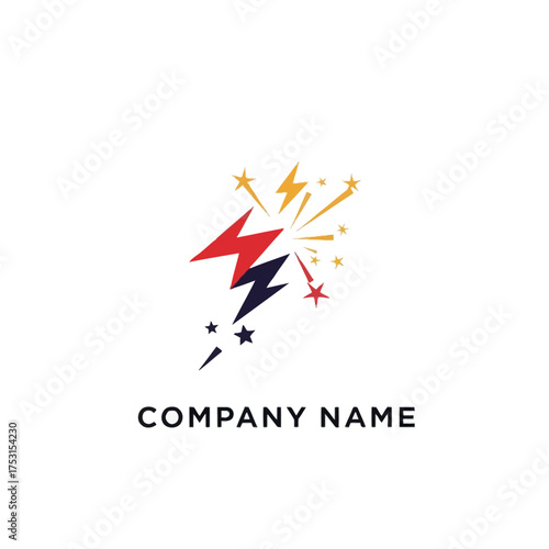 Dynamic Lightning Bolt Logo with Starburst Effect for Modern Company.