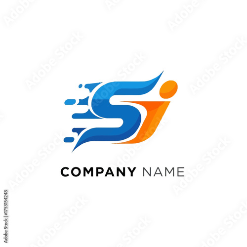 Dynamic SI Letter Logo Design with Motion Effect.