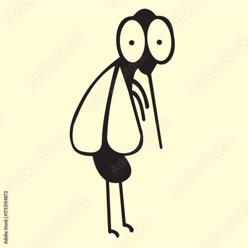 Vector design of a very lethargic and anxious mosquito animal costume, very cute and cool in color and suitable to be used as a label or poster in event activities
