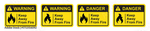 Fire warning alert signs icon, vector illustration