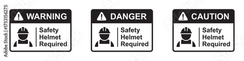 Helmet safety required signs icon, vector illustration