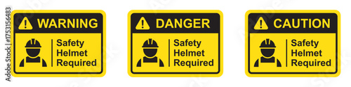 Helmet safety required signs icon, vector illustration