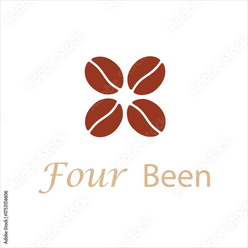 Brand Four Been Logo with Four Coffee Beans Arranged in a Circle Forming a Flower Shape