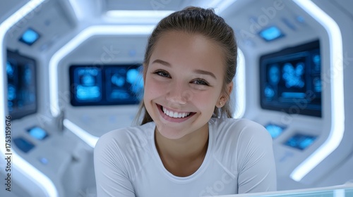 Futuristic wellness innovation child smiling inside human cleaning capsule science lab gigapixel standard future environment Free Download Futuristic wellness innovation child smiling inside human cleaning capsule science lab gigapixel standard future environment - GFXLoad