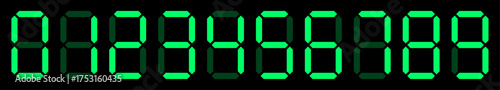 Digital numbers set for electronic watches. Calculators or any other devices with lcd screens. Vector illustration.