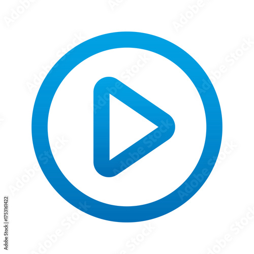 Blue Play button icon in trendy flat line style isolated on white background. Blue play button Vector illustration sign on a white. Media, web and play symbol logo design, Digital Video Logo Template.