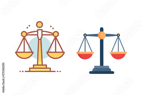 Scales of justice illustration with balanced weights a flat design silhouette