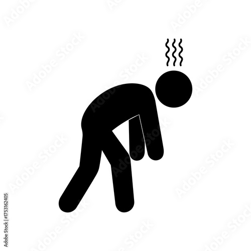 Tired person icon, fatigue or exhausted icon. flat vector illustration design.