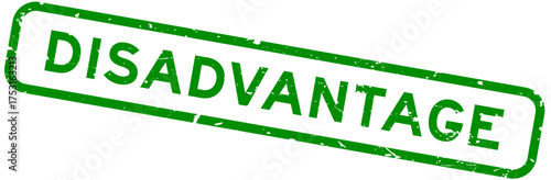 Grunge green disadvantage word square rubber seal stamp on white background