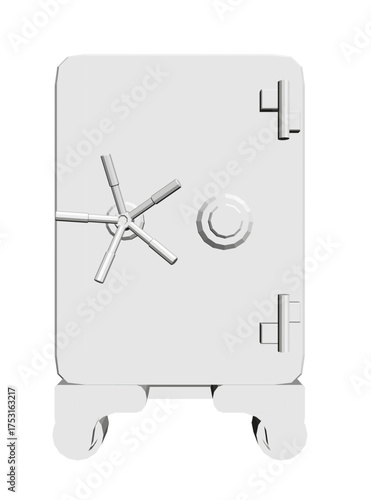 Vintage polygonal safe with key lock, animated safe deposit box in dynamic motion. The retro design features geometric shapes and metallic textures.
