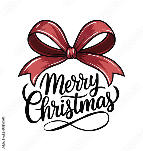 “Red Ribbon Merry Christmas Joy”