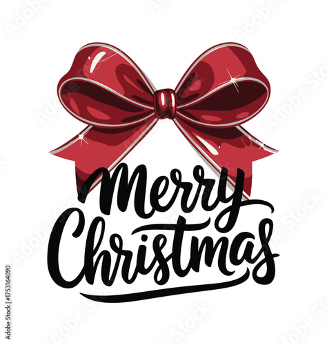 “Elegant Red Bow Christmas Greeting”