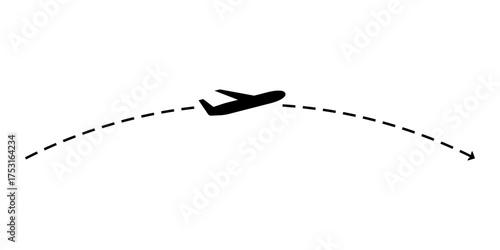 Airplane path with plane icon. Air travel concept. Vector illustration.