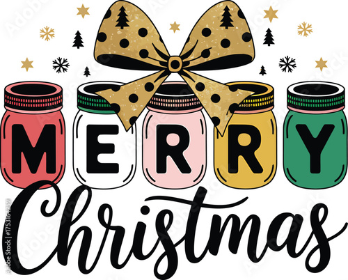 Colorful Jar Merry Christmas Bow”