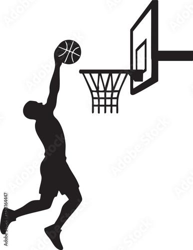 Basketball Dunk Silhouettes Energetic Player Air Slam Dunk Sport Game Minimal Icon