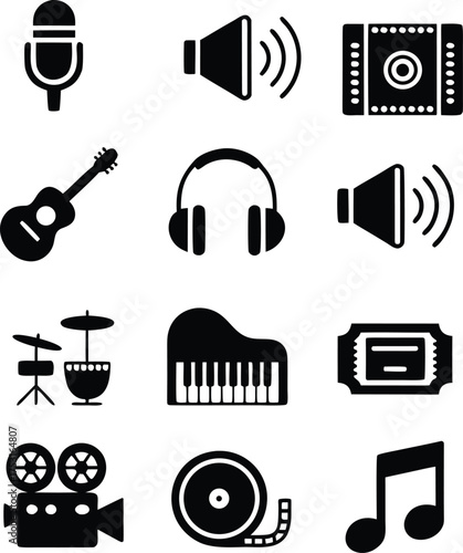 Music & Entertainment Icon Set for Creative Projects
