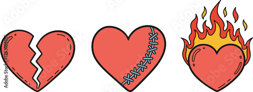 Broken heart, healing love journey, resurrected passion, stitched emotions, burning romance, heartbreak to hope, emotional recovery