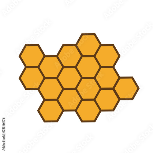 Honeycomb pattern icon vector on white background. honey, bee, wax, cell, sweet, nature, food, healthy, pattern, hexagon, yellow, organic, natural, design, symbol.