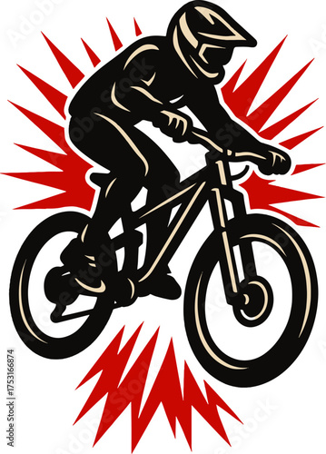 Mountain Biker Adobe Illustrator AI Source File – Fully Editable & Convertible (EPS, SVG, PNG, JPEG, DXF, PDF)