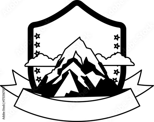 black and white logotype of a snow mountain