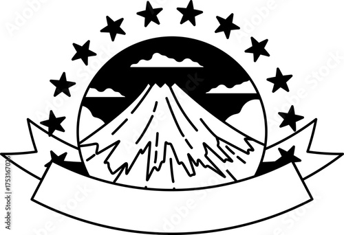 black and white logotype of a snow mountain