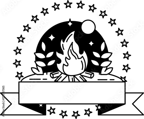 black and white logotype of A fire with a leaf