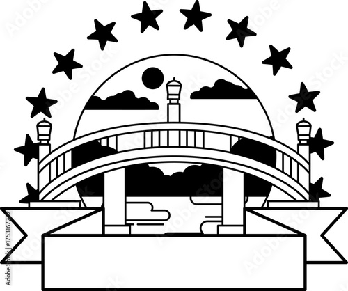 black and white logotype of A bridge