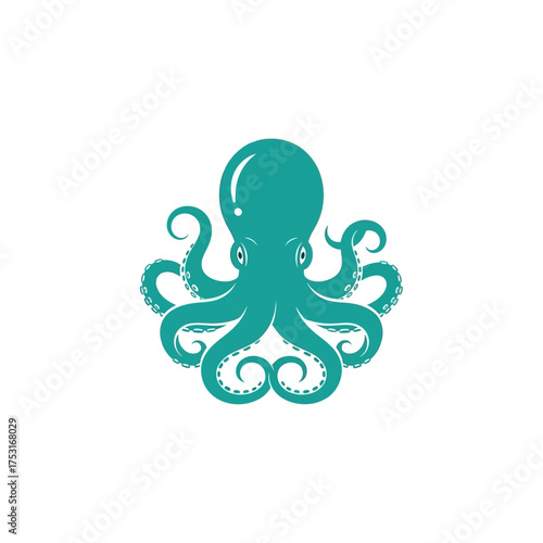 A stylized teal octopus illustration with curled tentacles on a clean white background.