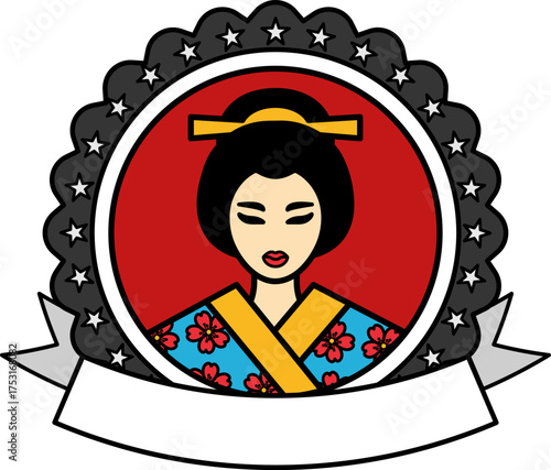 logotype of A woman with a flower patterned kimono