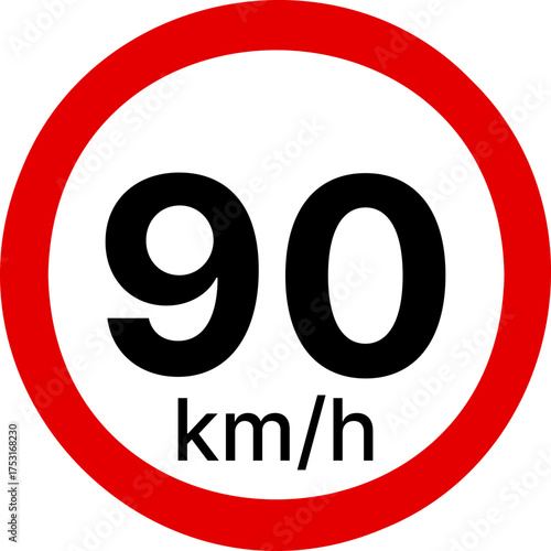 90 kmh highway speed limits. Road speed limit signs. 90 km speed limit sign. Ten kilometers per hour speed limit.