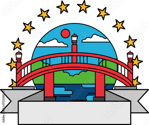logotype of A red bridge