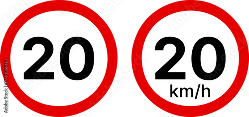20 kmh highway speed limits. Road speed limit signs. 20 km speed limit sign. Ten kilometers per hour speed limit.