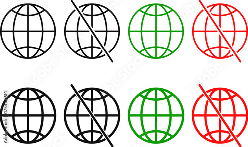online and offline icon set. Internet on and internet off symbol. Internet status sign

