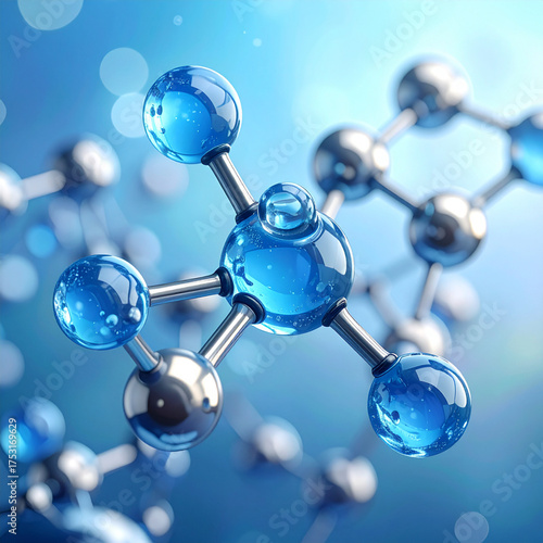 Blue molecular structure symbolizing science and innovation