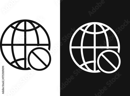 No internet access icon. Internet or network problem symbol. Internet off sign