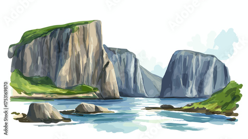 Gros Morne National Park. Gros Morne National Park hand drawn watercolor illustration