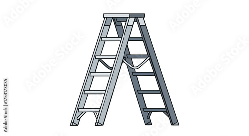 Illustration of a folding stepladder against a plain background offering utility and accessibility with its simple design