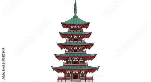 Five-Story Pagoda: A serene illustration showcasing the architectural beauty and cultural significance of a traditional Japanese temple tower