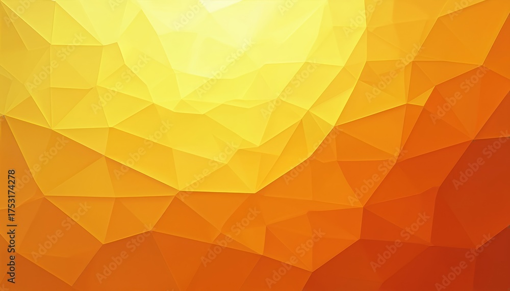 Fototapeta premium Polygonal geometric background with warm gradient effect. Bright orange and yellow abstract shapes create a modern, vibrant visual. Ideal for digital art and design projects.