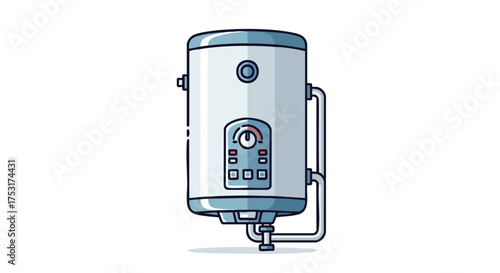 Stylized illustration of a modern electric water heater on a plain white background promoting appliance visuals 86 characters