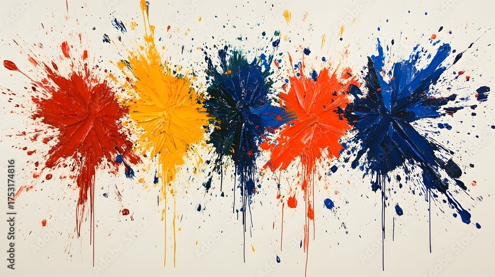 Fototapeta premium Vibrant Explosion of Colorful Paint Splashes and Abstractions