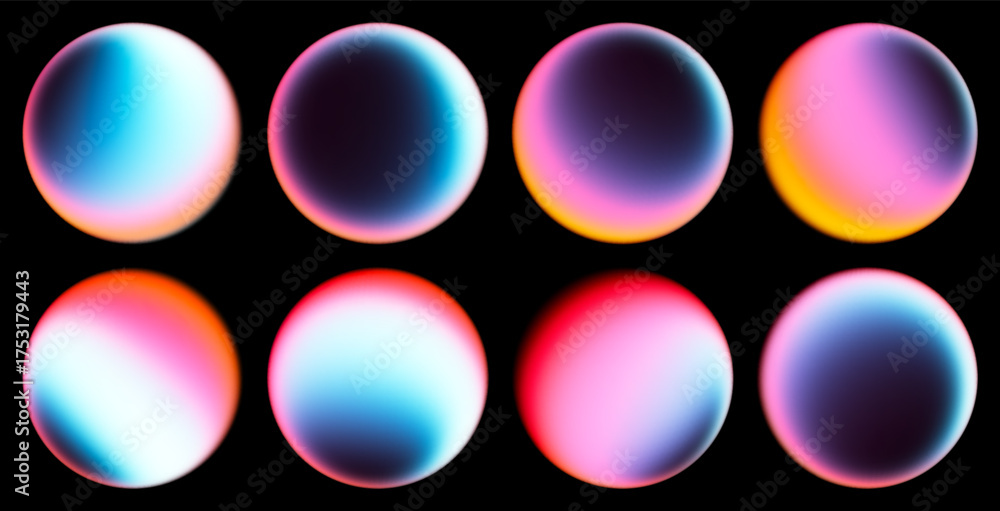 Φωτογραφία Vibrant gradient spheres glowing with futuristic neon light in vivid pink blue tones